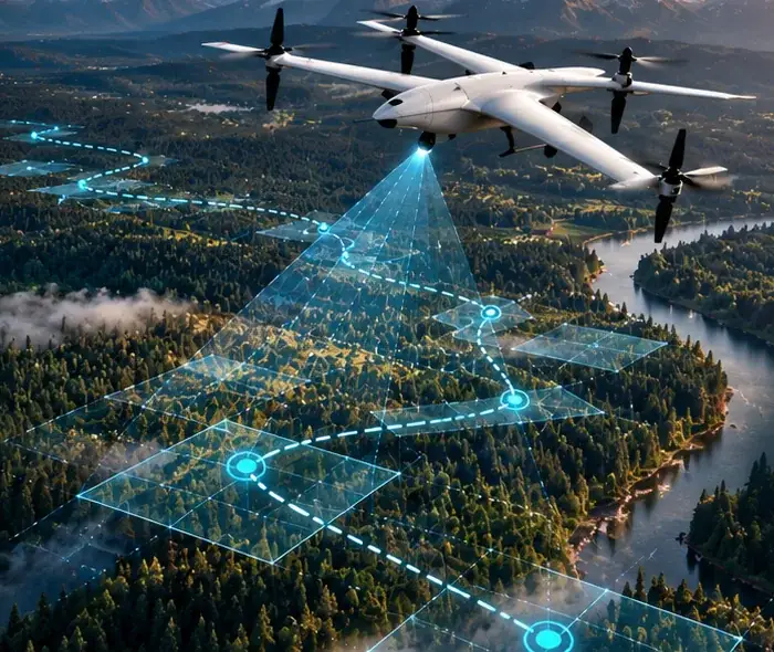 Autonomous wildfire monitoring drone patrolling a forest route